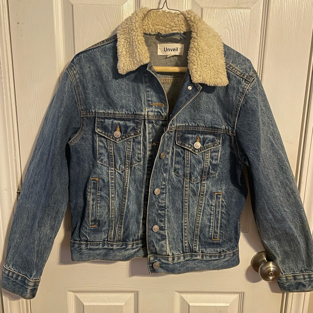 Blue Denim Jacket with Sherpa Collar